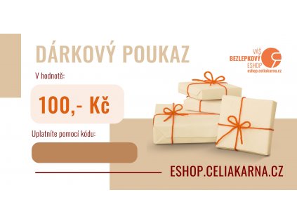 darkovy poukaz, 100 Kč, eshop.celiakarna.cz