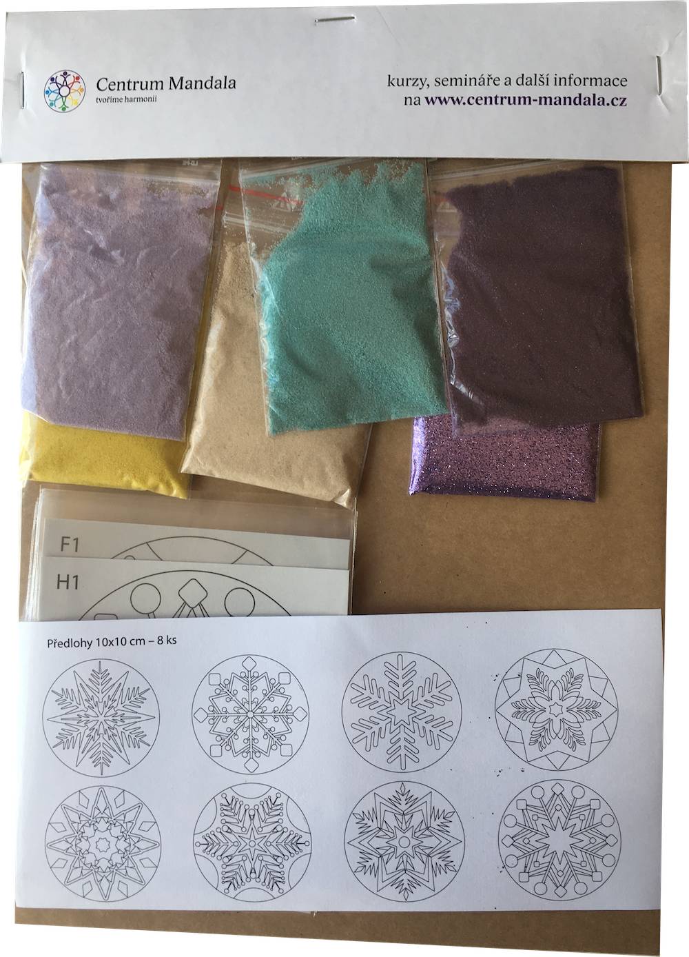 Kreativní sada pro pískování mandal fialová, malá, 8ks 10x10cm