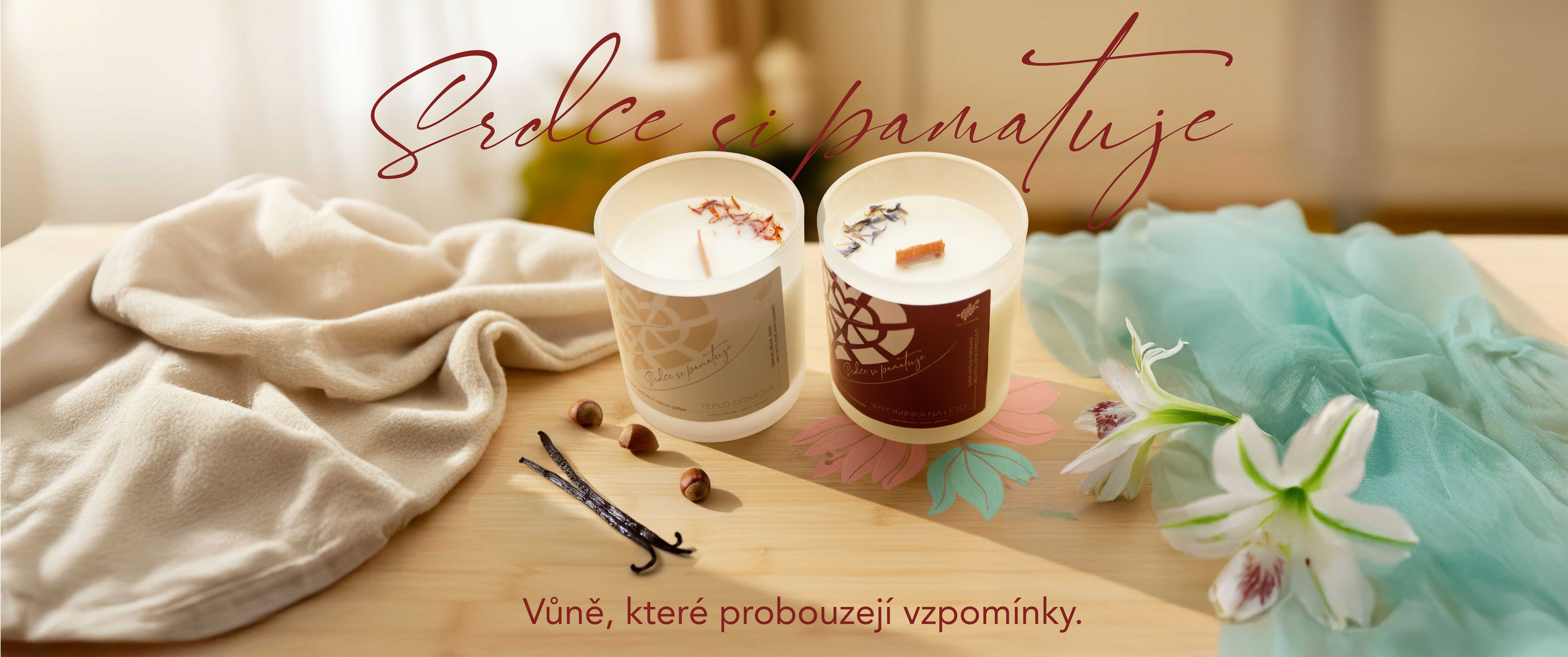 Sojové ručně tvořené svíčky s dřevěným knotem