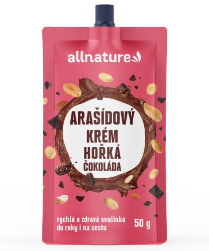 Allnature Arašídový krém s hořkou čokoládou 50 g EXP. 31.12.2023