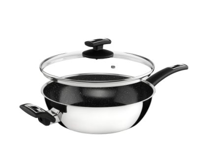 Pánev CERAMMAX PRO COMFORT, s rukojetí, s poklicí, průměr 26 cm, objem 3.4 l, černý GRANIT