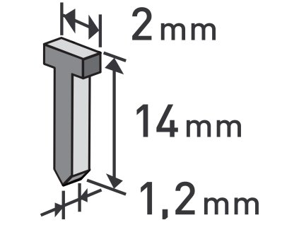 hřebíky, balení 1000ks, 14mm, 2,0x0,52x1,2mm