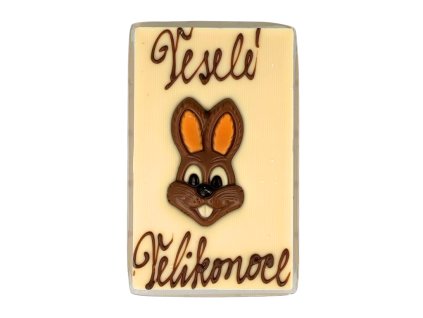 Bílá čokoládová tabulka Veselé Velikonoce – Zajíc
