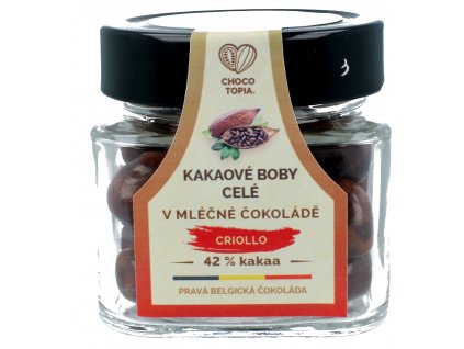 Kakaové boby Criollo celé v mléčné Criollo čokoládě 42% 130g