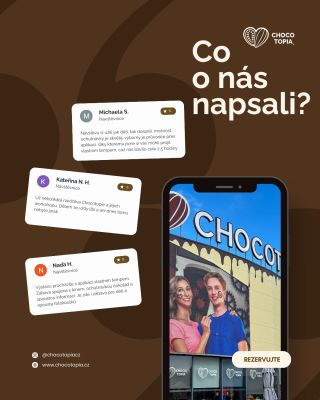 Co o nás píšete, nás upřímně těší 💬🍫 Vaše slova jsou pro nás tou největší odměnou a důkazem, že si návštěvu Chocotopie...