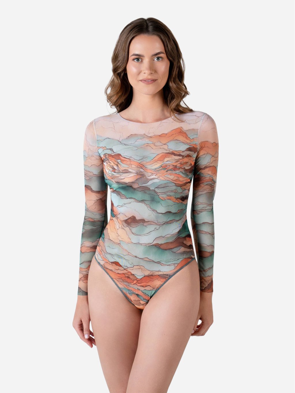 Chytré plavky jednodílne s uzavřenými zády a rukávy Taghazout