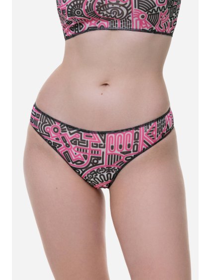 Chytré plavky spodní díl brazilky Doodling fucsia
