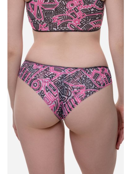 Chytré plavky bikiny spodní díl klasik Doodling fucsia