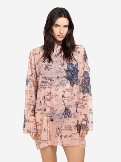 Chyté plavky dámské tričko s kapucí Nude Body-art (oversize)