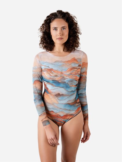 Chytré plavky jednodílne s uzavřenými zády a rukávy Anza