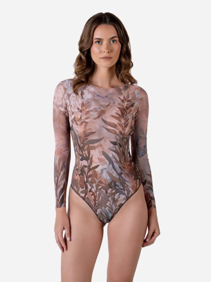 Chytré plavky jednodílne s uzavřenými zády a rukávy Olives