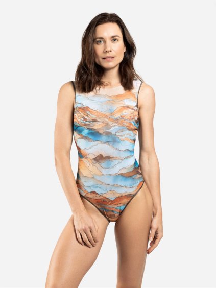 Chytré plavky jednodílne s uzavřenými zády bez rukávů Anza