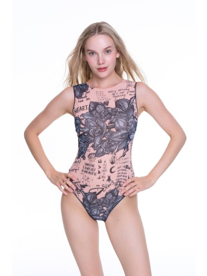 Chytré plavky jendodílné bez rukávů Nude Body-Art