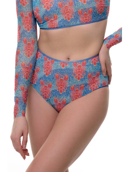 Chytré plavky bikiny spodní díl s vysokým pasem Lobster pattern