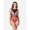 Chytré plavky jednodílné bez rukávů Red Flame