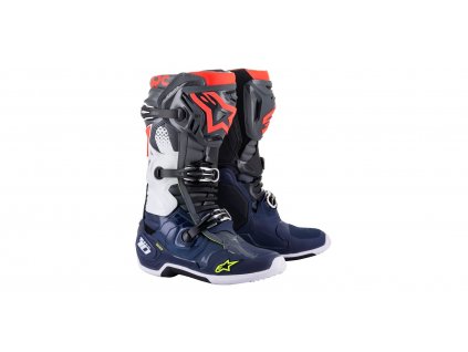 Boty TECH 10, ALPINESTARS (šedá/modrá/červená/bílá)