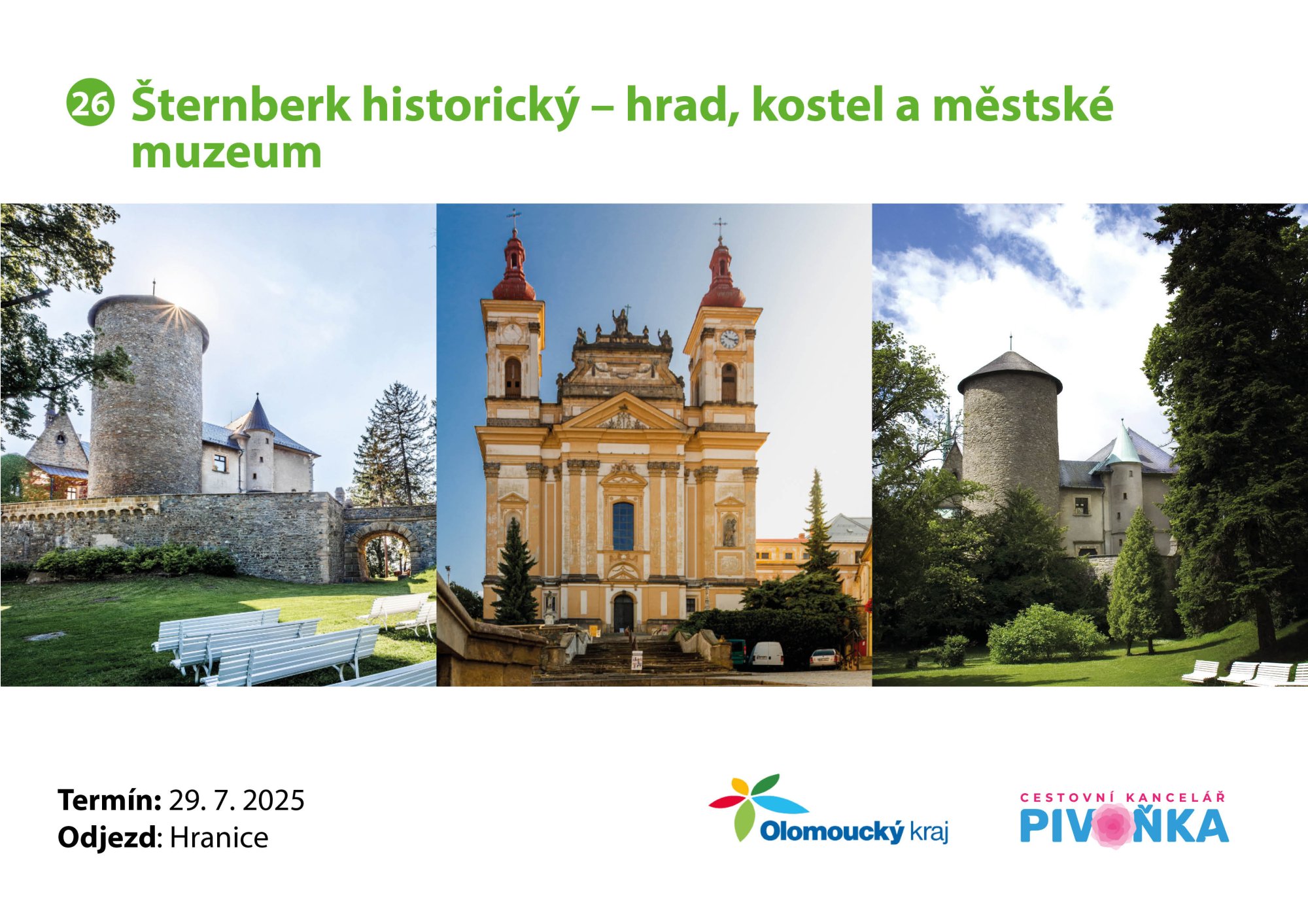 Pozdrav z výletu č. 26 – Šternberk historický: hrad, informační centrum a kostel sv. Anny