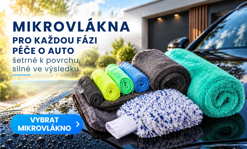 Produkty AutoWash a AutoDry z prémiového korejského mikrovlákna - mycí rukavice AutoWash TOUCH, mycí houba AutoWash MICROFIBER SPONGE, čisticí utěrka na skla AutoWash GLASS CLOTH, extra savé sušicí ručníky AutoDry MAGNUM, AutoDry LITE a AutoDry POCKET pro