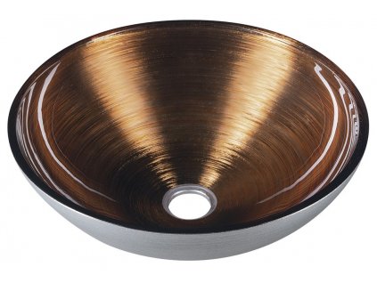 MURANO WENGE skleněné umyvadlo kulaté 40x14 cm, měděná/stříbrná
