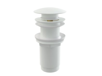 Výpust umyvadlová CLICK/CLACK 5/4" celokovová bez přepadu, velká zátka bílá, pro plastová a skleněná umyvadla