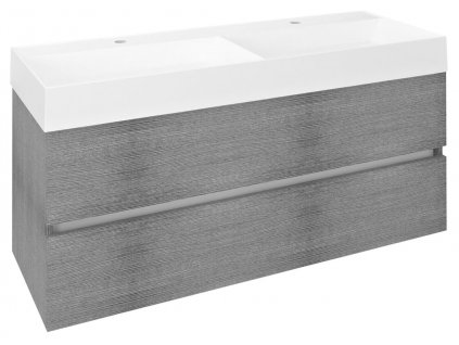 ODETTA umyvadlová skříňka 118x50x43,5cm, dub stříbrný