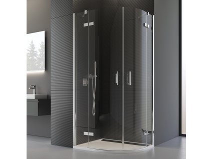 Čtvrtkruh s dvoukřídlymi dveřmi s vyrovnávacími profily, rádius 550 mm PU4P55SM11007