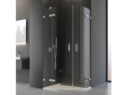 Čtvrtkruh s dvoukřídlymi dveřmi s L-kováním, rádius 550 mm PU455SM11007