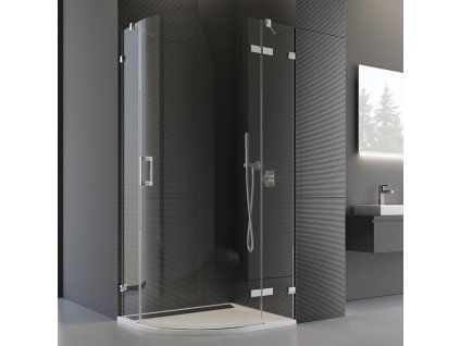 Čtvrtkruh s jednokřídlými dveřmi s L-kováním - pravý díl, rádius 500 mm P3D50SM11007