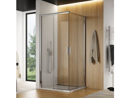 RONAL TOP-LINE Rohový vstup s dvoudílnými posuvnými dveřmi - bezbariérový - nerovnostranné provedení - strana pravá TBFD09000451