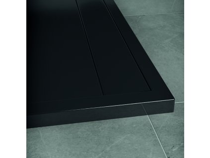 RONAL ILA sprchová vanička ILA z litého mramoru, čtvrtkruh 80x80x3 cm, černý granit WIR5508006154