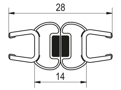 Svislé magnetické těsnění 180° na 5 a 6mm sklo, set 10 párů 42356.KD10.2000
