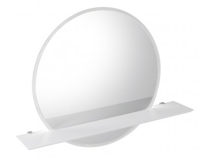 VISO kulaté zrcadlo s LED osvětlením a policí ø 80cm, bílá mat