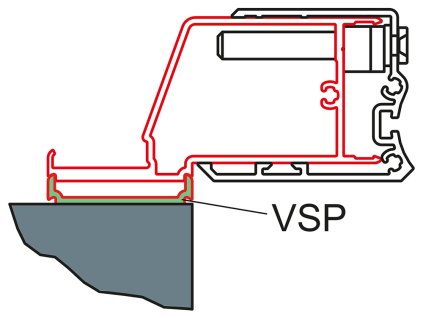 RONAL SWING-LINE, SWING-LINE F Profil k postrannímu upevnění dveří na straně pantů do zdi (s rozšiřovacím profilem VSP) SESL2.50.SM1