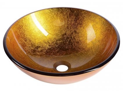 AGO skleněné umyvadlo průměr 42 cm, zlatě oranžová