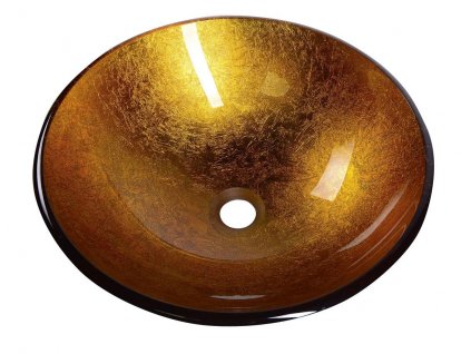 AGO skleněné umyvadlo průměr 42 cm, zlatě oranžová