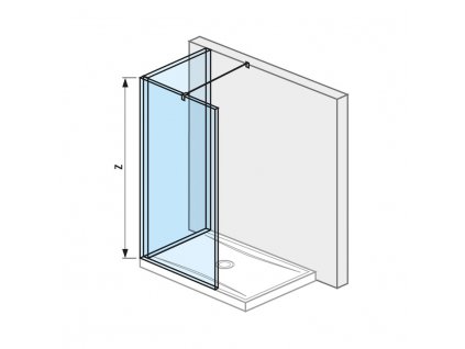 "L" skleněná stěna 120 x 80 cm pro sprchovou vaničku 120 x 80 cm, včetně bočního profilu, profilu pro spojení dvou skel a vzpěry, s úpravou Jika Perla GLASS