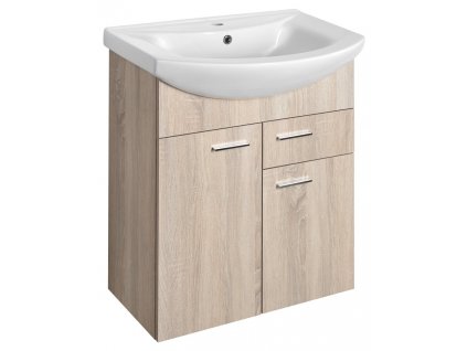 ZOJA umyvadlová skříňka 61,5x74x32cm, 2x dvířka, 1x zásuvka, dub platin