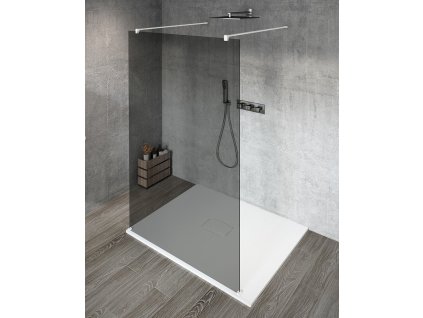 VARIO WHITE jednodílná sprchová zástěna do prostoru, kouřové sklo, 800 mm