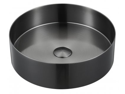 AURUM nerezové umyvadlo na desku, průměr 38cm, včetně výpusti, gun metal