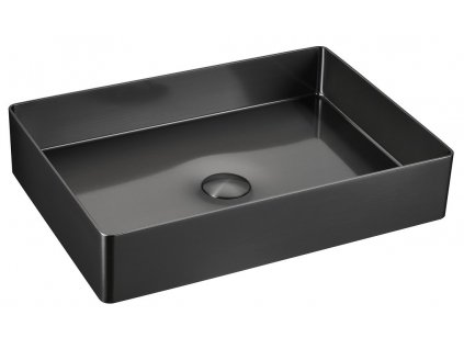 AURUM nerezové umyvadlo na desku, 50x35cm, včetně výpusti, gun metal