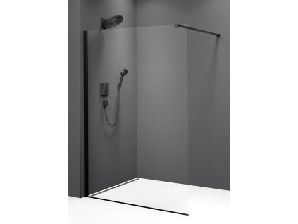 MODULAR SHOWER BLACK jednodílná zástěna pevná k instalaci na zeď, 800 mm