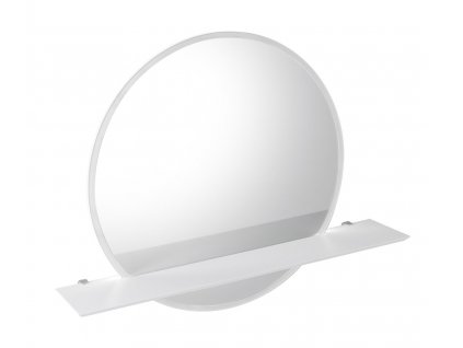 VISO kulaté zrcadlo s LED osvětlením a policí ø 70cm, bílá mat