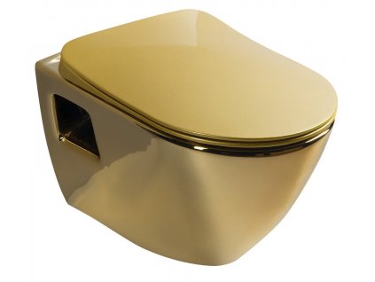 PAULA závěsná WC mísa, 35,5x50cm, zlatá