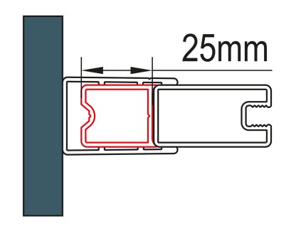 Stohovací profil k rozšíření dveří nebo boční stěny ke zdi o 25 mm,SOLT1, SOLT3, pevný díl SOL33 ACA1.50.SM1