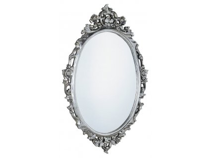 DESNA oválné zrcadlo ve vyřezávaném rámu, 80x100cm, stříbrná