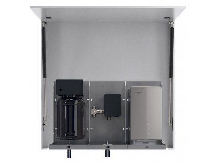 VELOX zrcadlová skříňka 900 mm se senzorovým dávkovačem mýdla, vodovodní baterií a osoušečem rukou