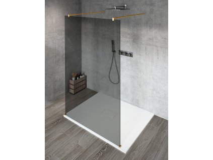 VARIO GOLD MATT jednodílná sprchová zástěna do prostoru, kouřové sklo, 1000 mm