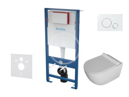 Set předstěnové instalace, klozetu Gaia, sedátka softclose a tlačítka Gemini II, bílá / chrom