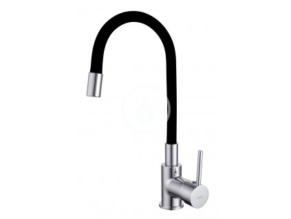 Dřezová baterie s flexibilním ramenem, chrom/černá