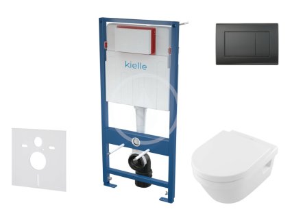 Set předstěnové instalace, klozetu Architectura a sedátka softclose, CeramicPlus, tlačítko Gemini lll, matná černá